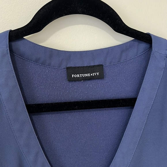 Fortune + Ivy Womens Plus 2x Blue Blouse - Picture 2 of 10